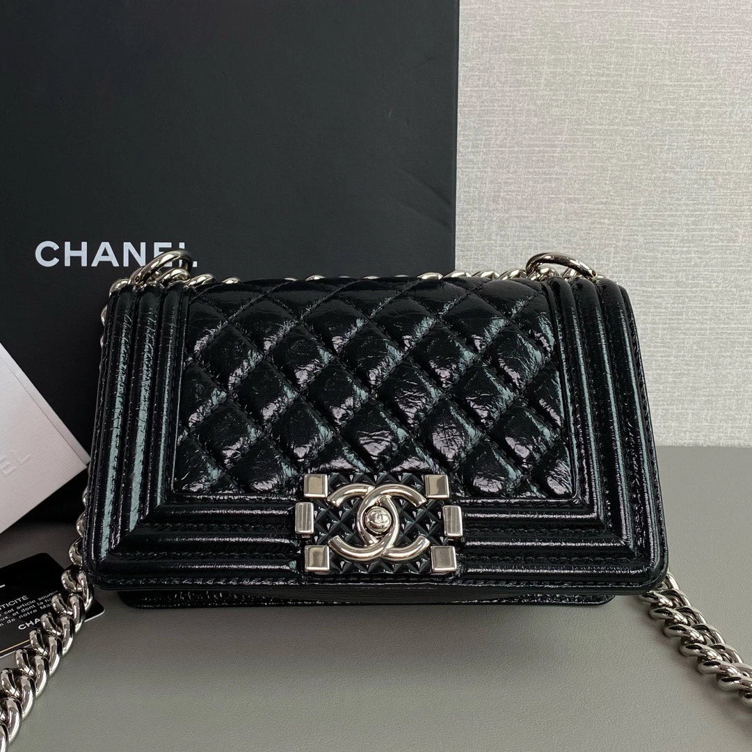 Chanel Leboy PM Chain Shoulder Bag Crossbody Women Classic Diamond