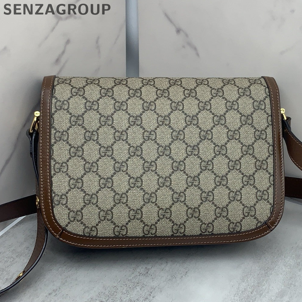Gucci Horsebit 1955 Large GG Monogram Shoulder Bag - Classic Women's Saddle