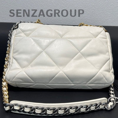 Chanel 19 Bag Chain Shoulder Crossbody Bag White Gold Women's Classic