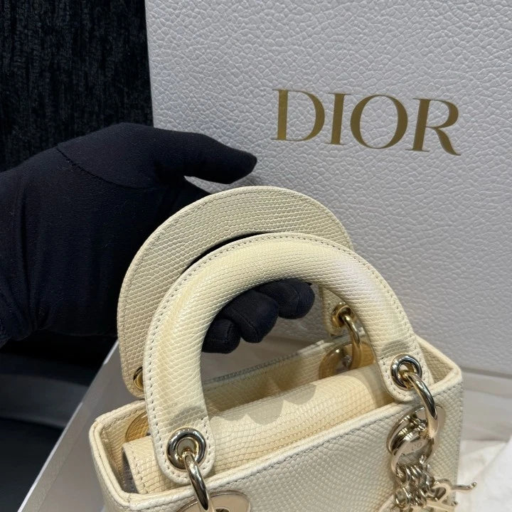 Dior Lady Dior Gold Crossbody Top Handle Excellent