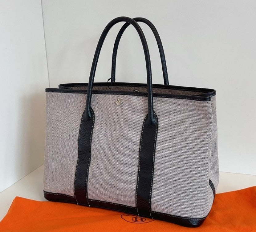 Hermes Garden Party36 Top Handle Bag Gray Black Silver Used Women Classic