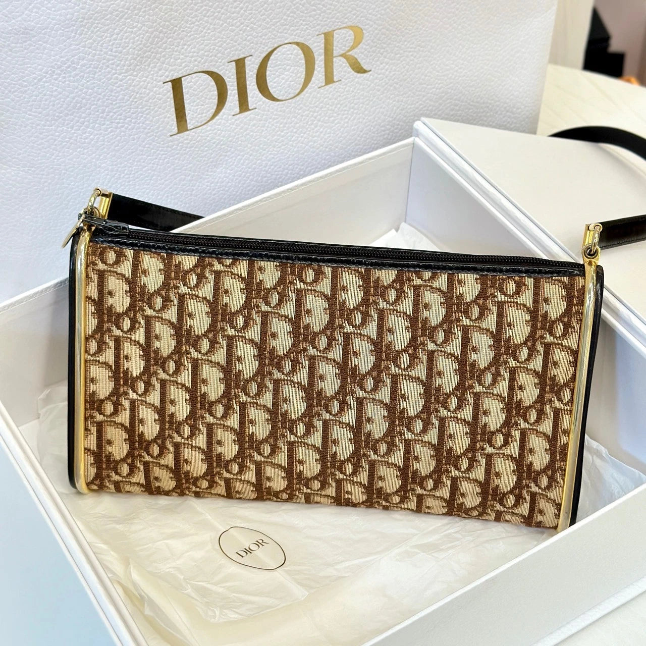 Dior Canvas Underarm Shoulder Bag For Women