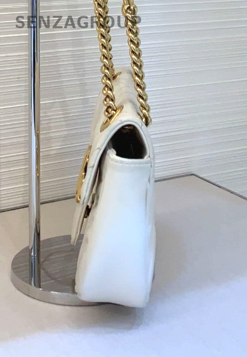 GUCCI GG Marmont 22 Chain Shoulder bag Crossbody Women White Gold