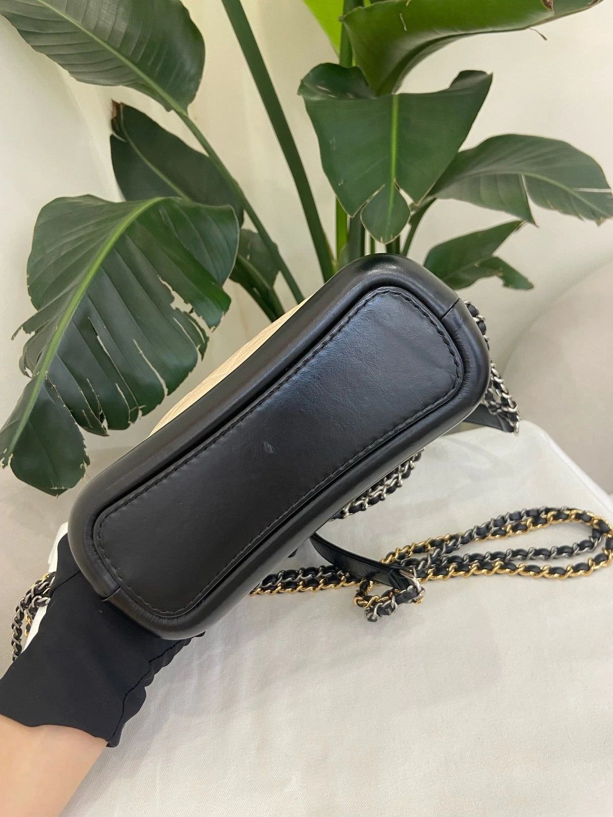 CHANEL Beige Black Small Crossbody Bag for Women
