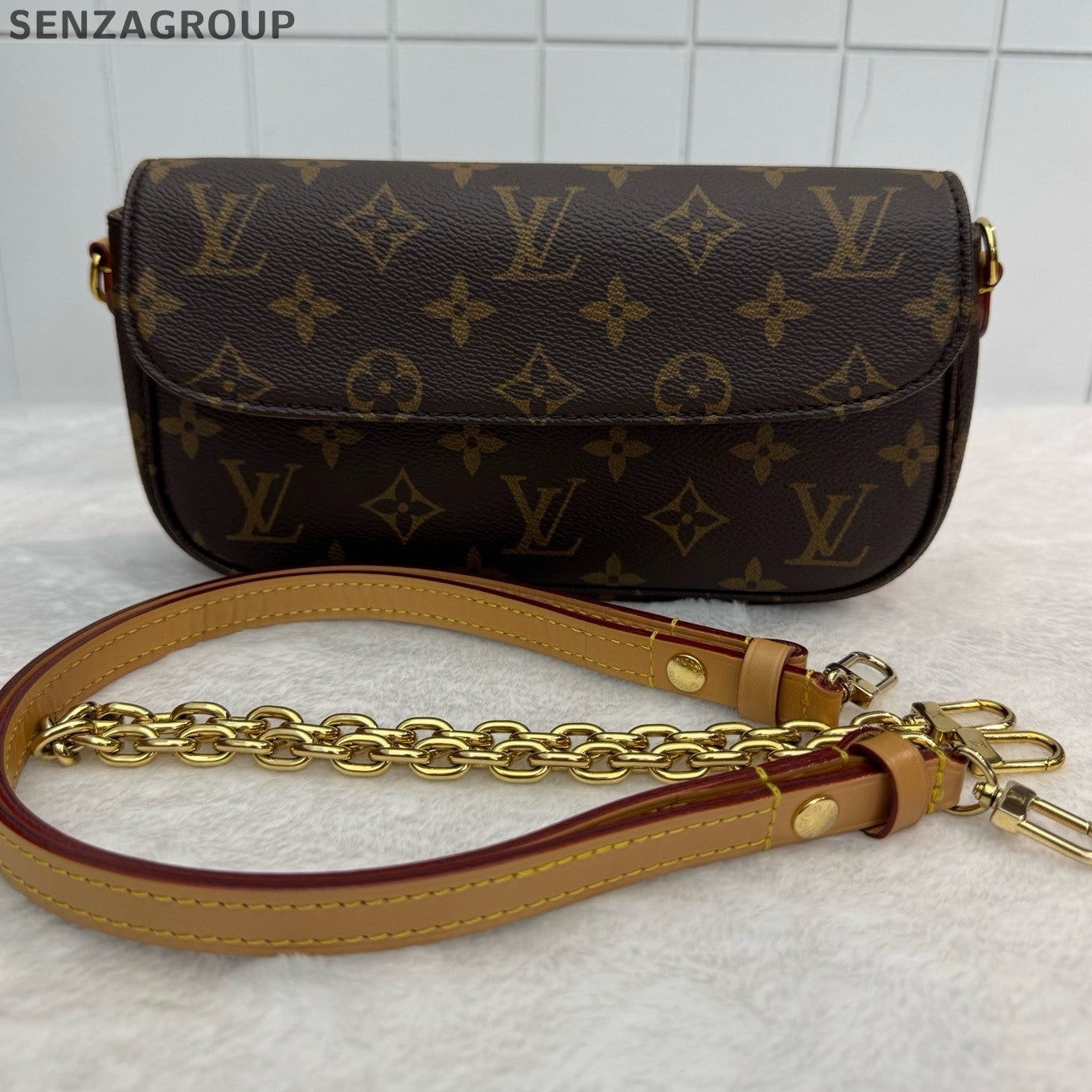Louis Vuitton Monogram Ivy Chain Shoulder Bag Brown Classic Women's