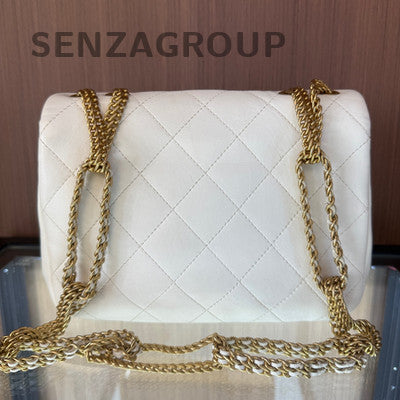Chanel Métiers d'Art White Gold Quilted Chain Shoulder Crossbody Bag