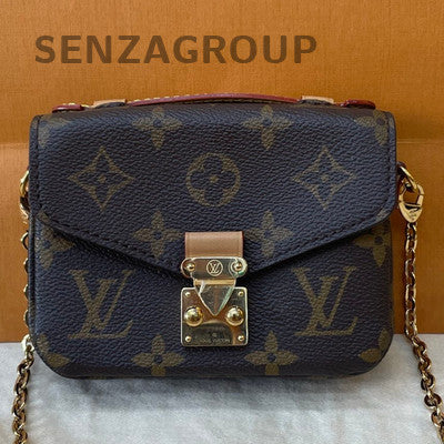 Louis Vuitton Mini Pochette Accessoires Women's Brown Chain Crossbody Bag Gold