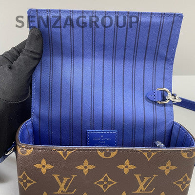 Louis Vuitton Steamer Box Bag Blue Monogram Brown Silver Shoulder Bag