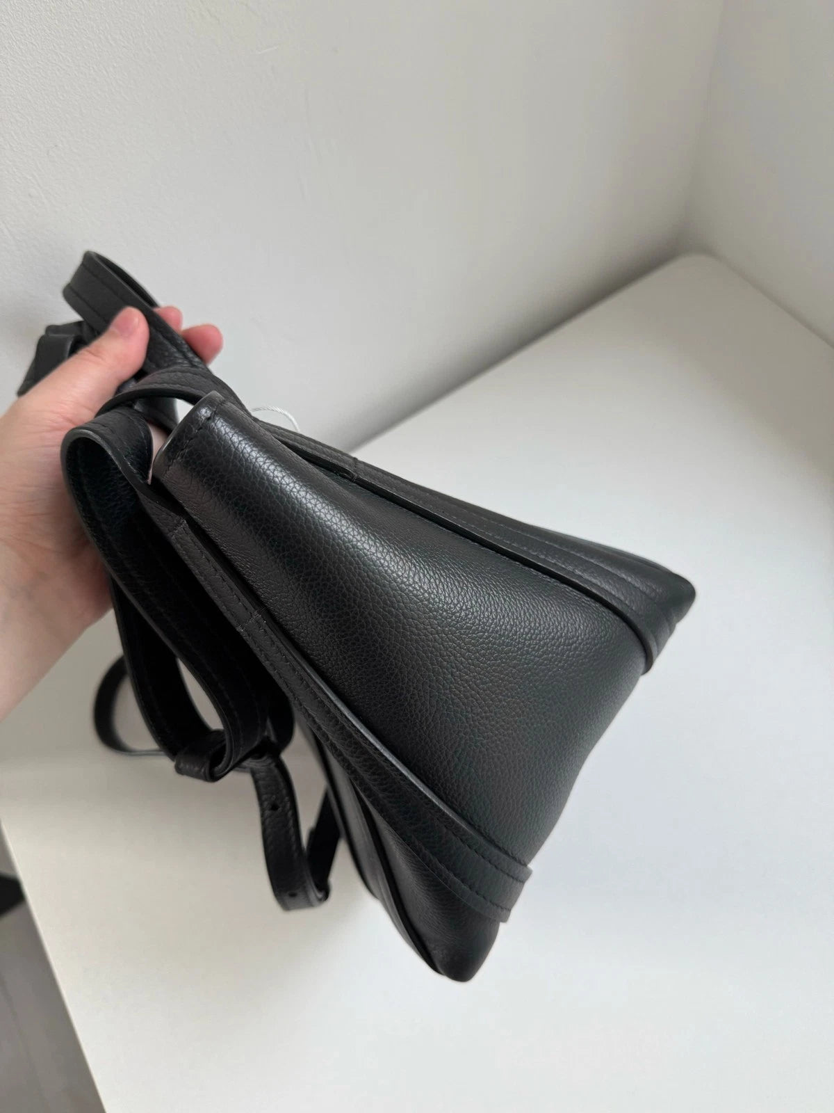 Authentic Balenciaga Bazar Calfskin Black 2Way Handbag Crossbody