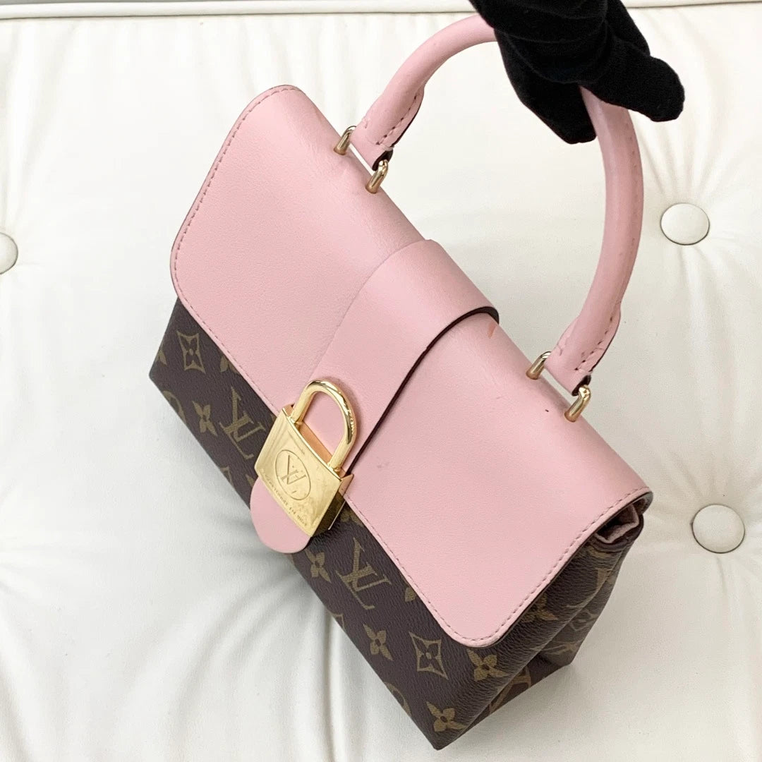 Louis Vuitton Locky BB Calfskin Monogram Top Handle Crossbody Bag Pink Women S