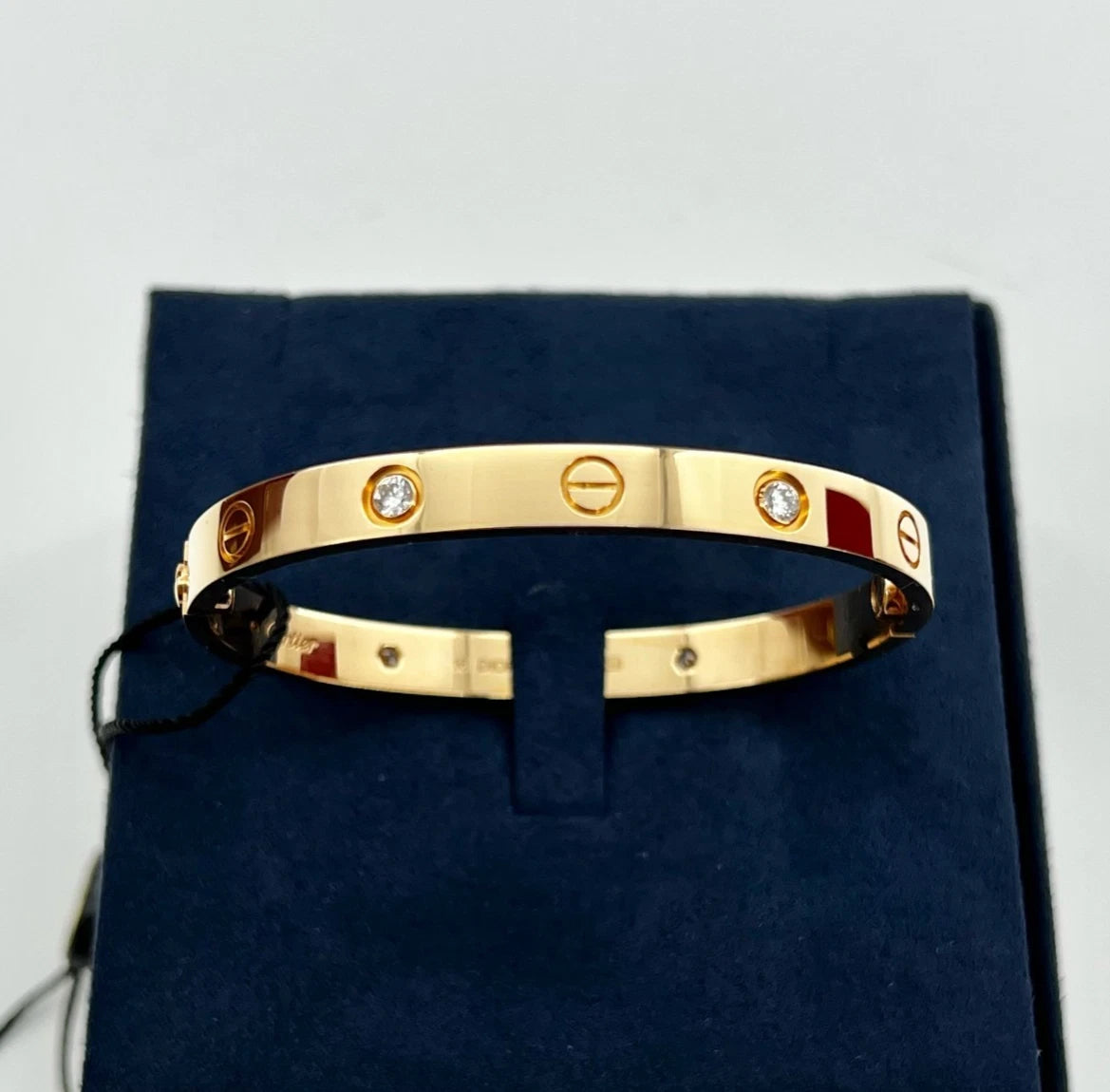 Cartier Love Classic Bangle Bracelet 4 Diamonds 18K Rose Gold Size16