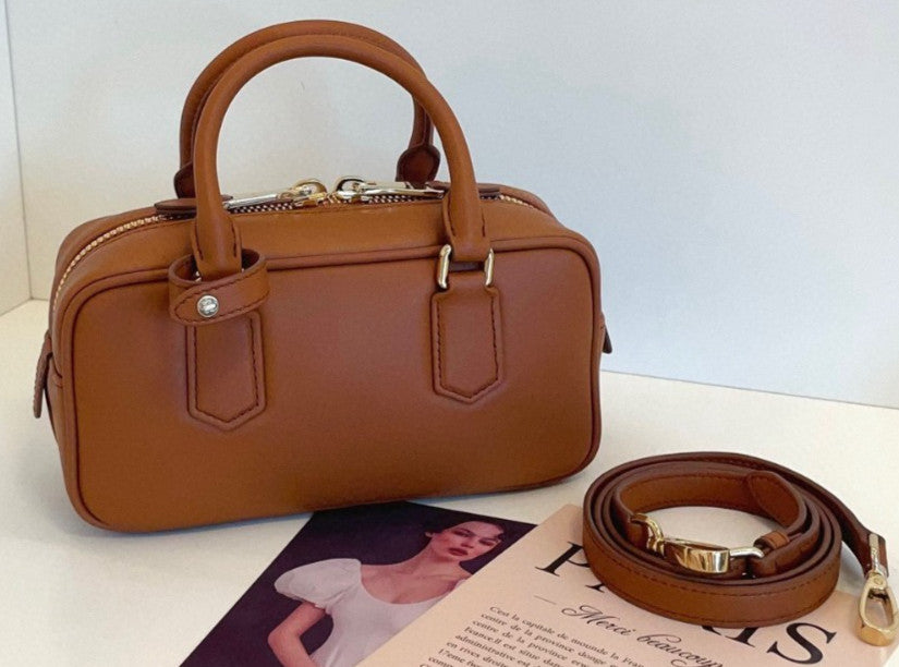 Miu Miu Arcadie PM Bowling Top Handle Shoulder Bag Brown Almost Brand New