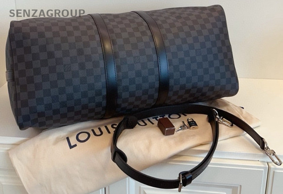Louis Vuitton Keepall 55 Damier Ebene Black 2WAY Shoulder Almost Brand NEW