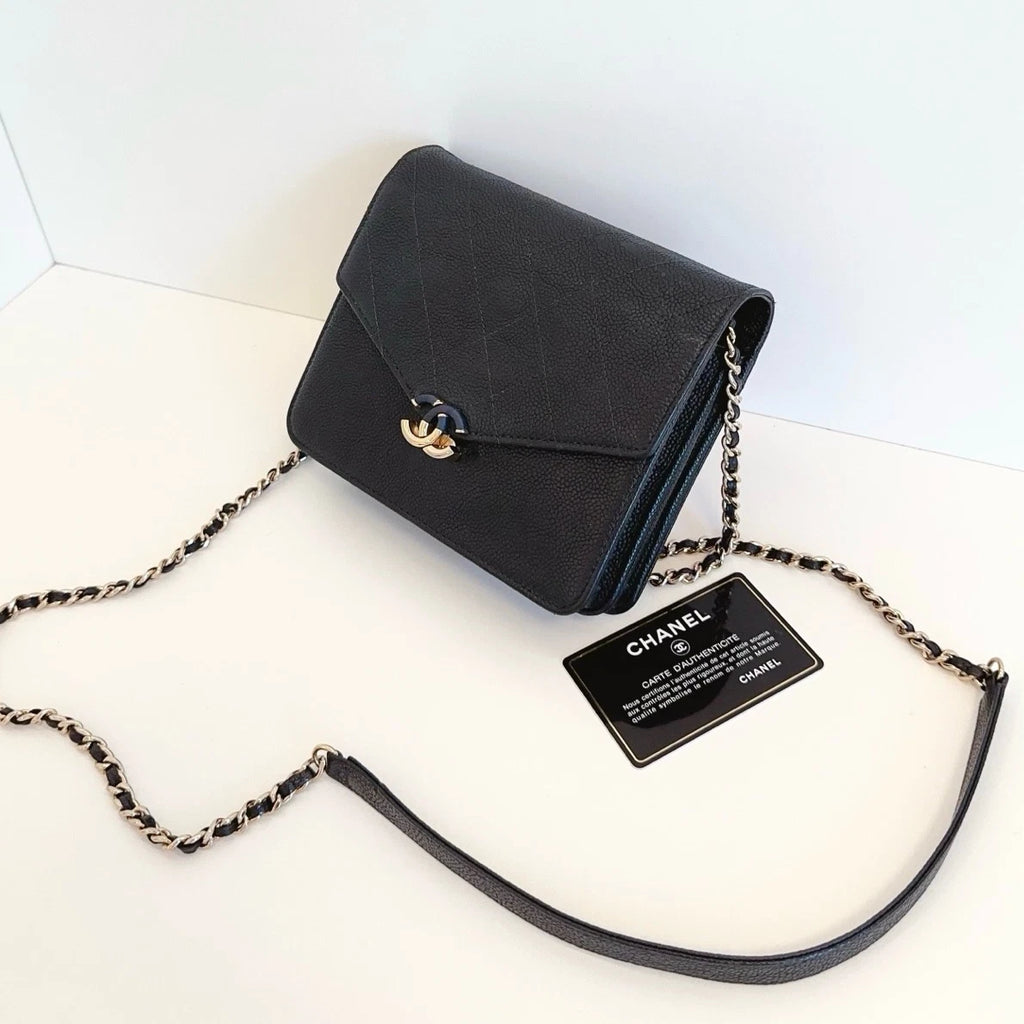 Chanel Cuba Woc Calfskin Crossbody Bag Black Gold Excellent