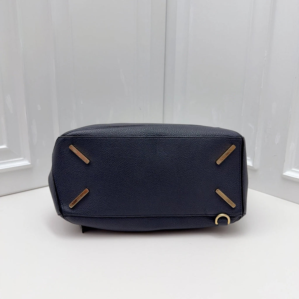 Loewe Puzzle Navy Calfskin Top Handle Crossbody Bag Gold Hardware Women