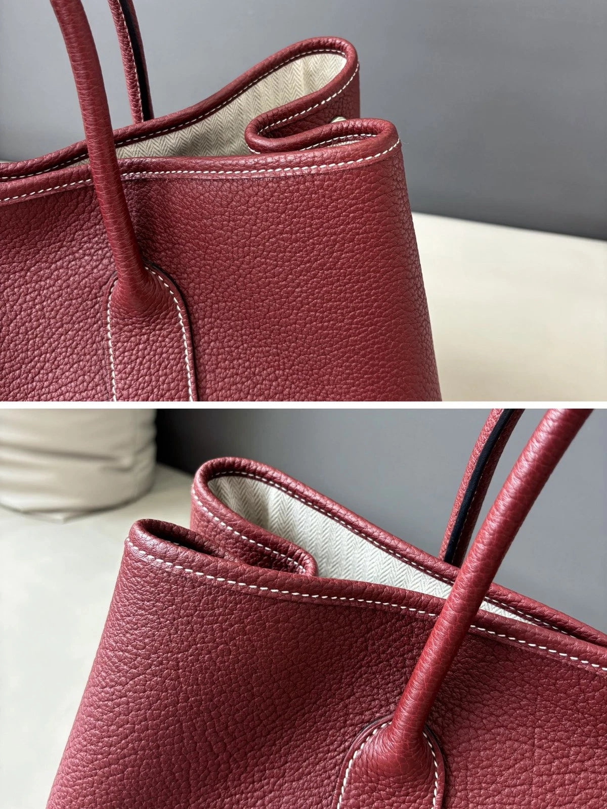 Authentic Hermes Garden Party36 Red Tote Handbag Silver Hardware