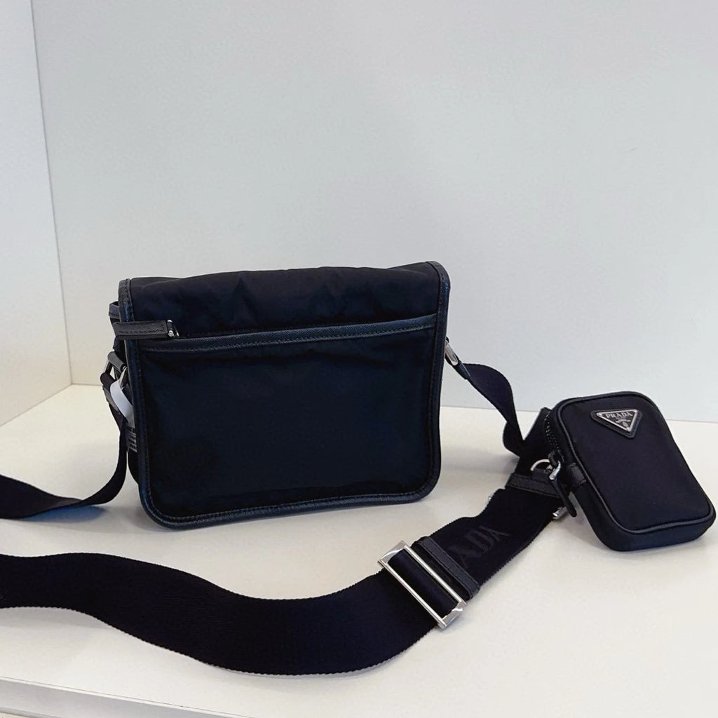 Prada Re-Nylon PM Shoulder Crossbody Black Silver Unisex Adults Classic
