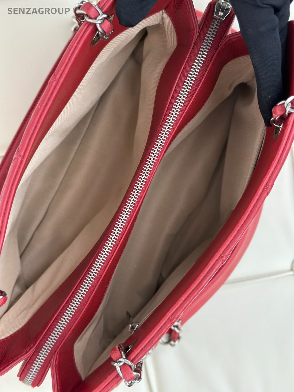 CHANEL 12C Calfskin CC Logo Chain Shoulder bag Red Silver Women
