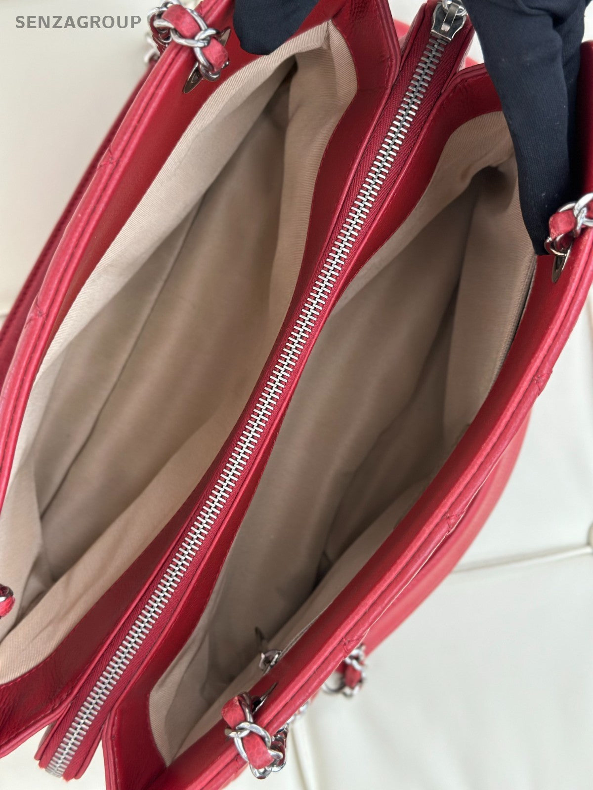 CHANEL 12C Calfskin CC Logo Chain Shoulder bag Red Silver Women