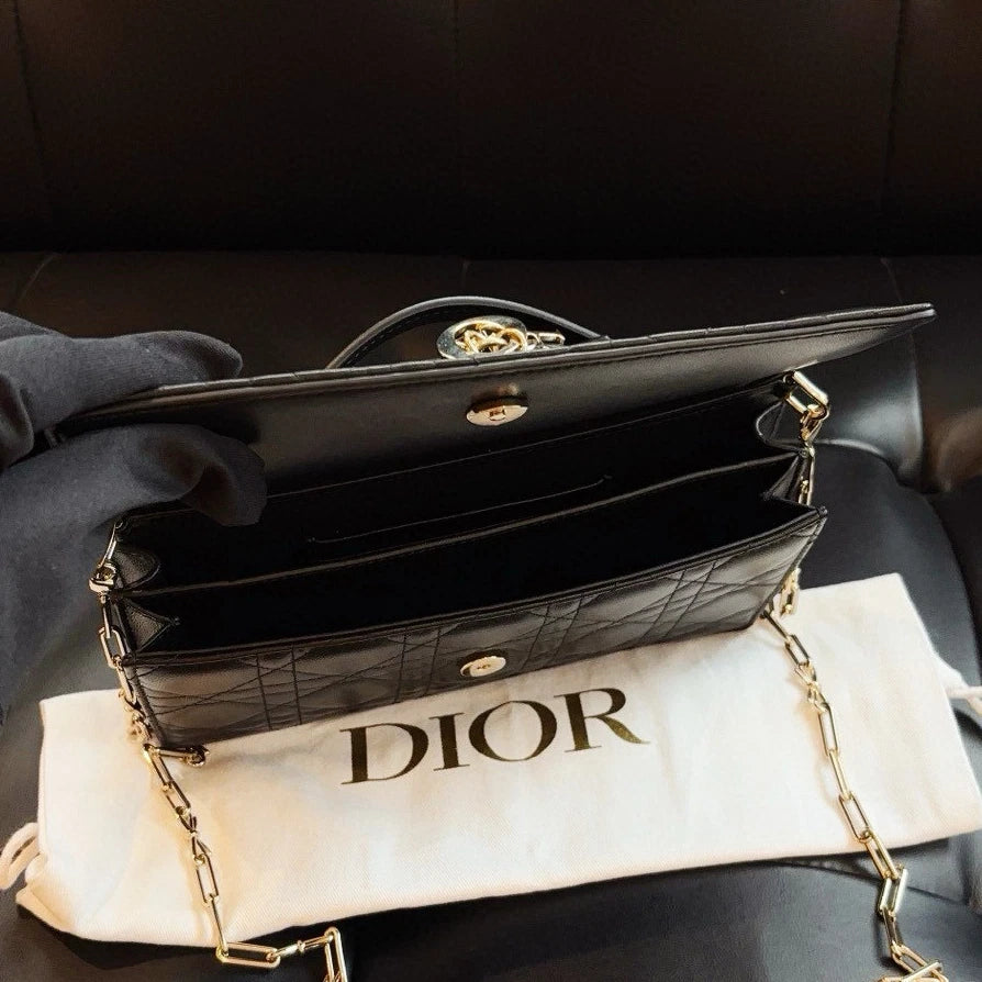 Christian Dior Miss Dior WOC Top Handle Bag Crossbody Black Gold Women Classic