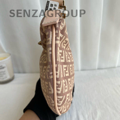 Fendi Pink Gold Buckle Monogram Tote Shoulder Bag Women Classic