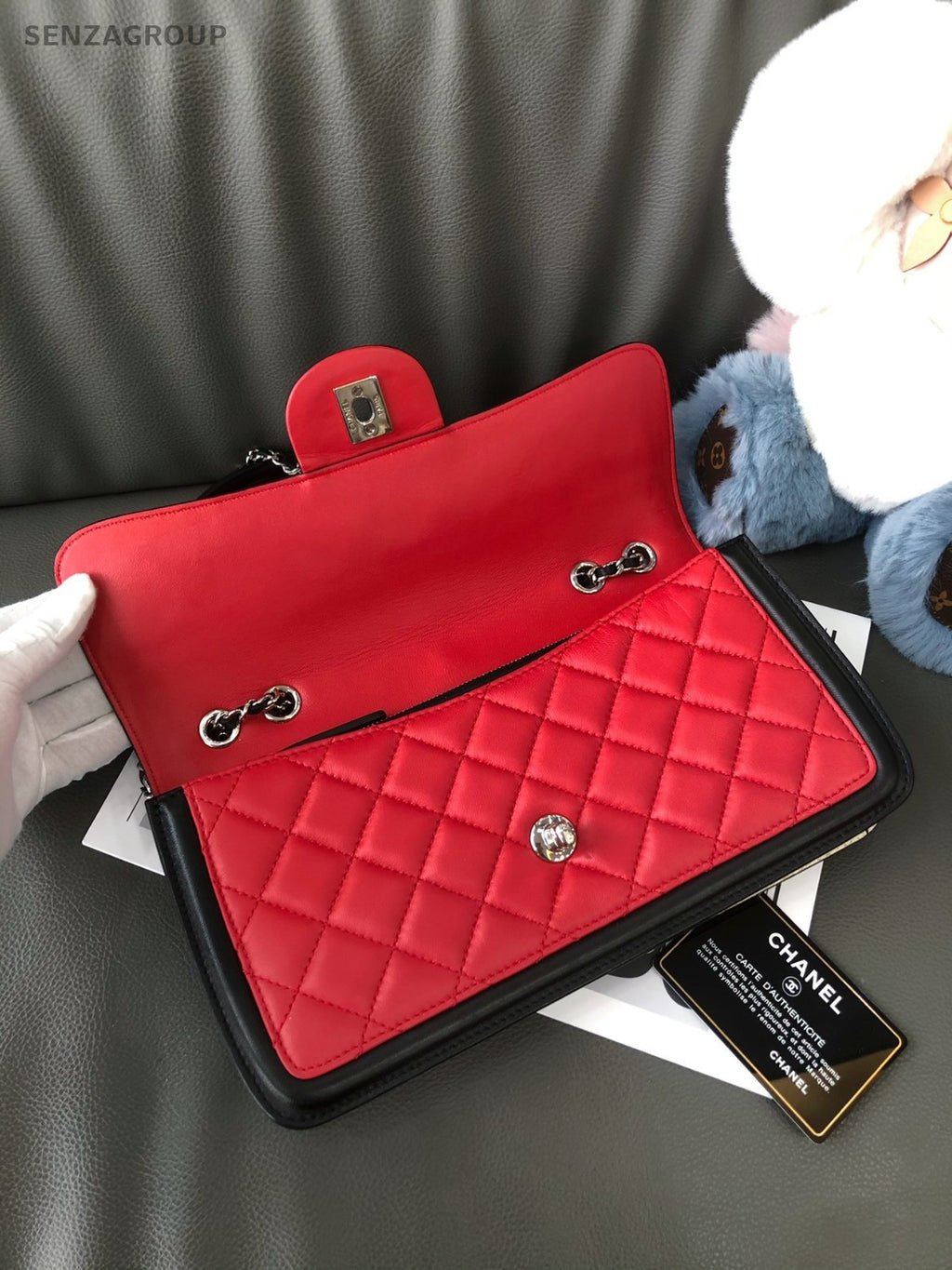 CHANEL Classic Flap Lambskin Chain Shoulder bag Red Black Women Classic