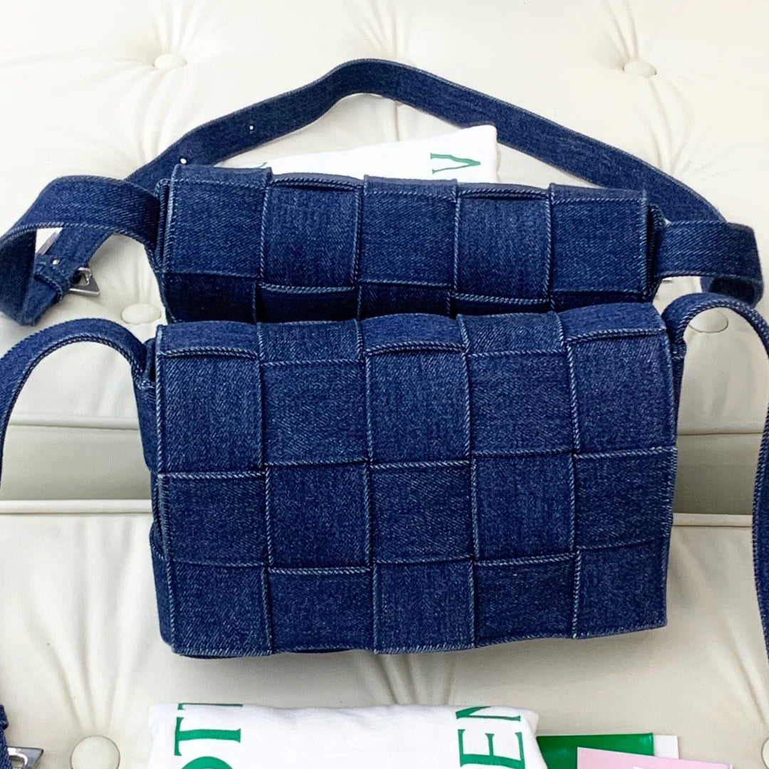 Bottega Veneta Cassette Denim Shoulder Crossbody Bag Blue Women Fashion