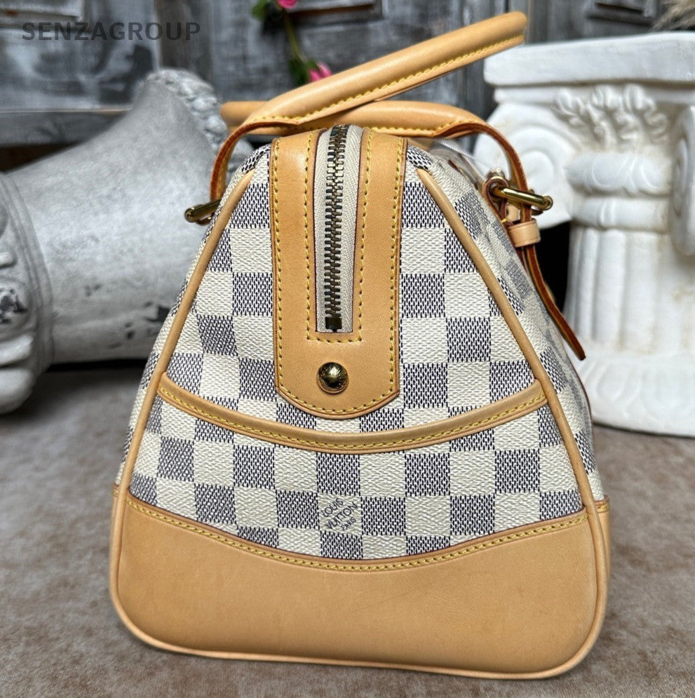 Louis Vuitton Boston White Damier Ebene Top Handle Bag Women Classic