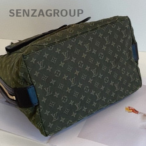Louis Vuitton Monogram Vintage Top Handle Bag Green Gold Used Women Classic