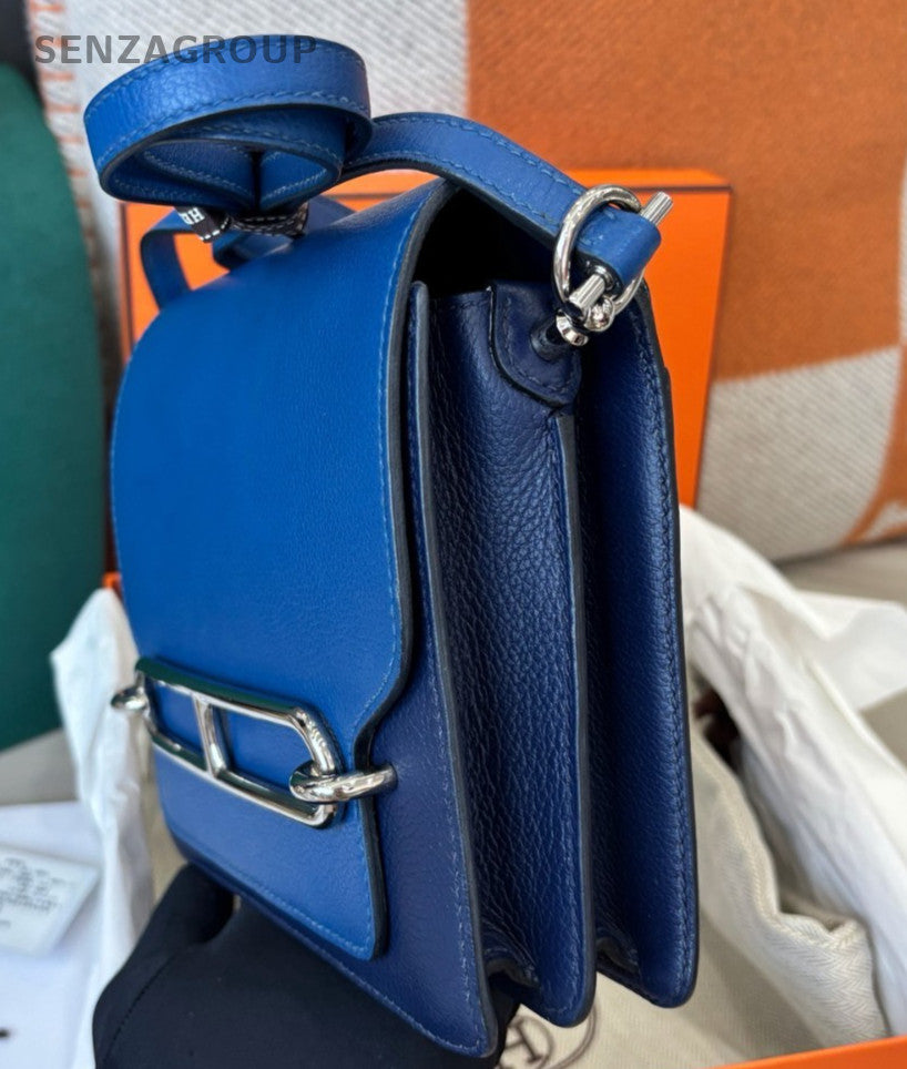 Hermes Roulis19 Mini Crossbody Blue Silver Women Classic Designer
