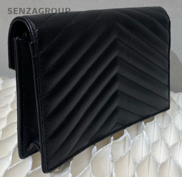 Saint Laurent Envelope Calfskin Chain Black Gold Women Classic Fashion