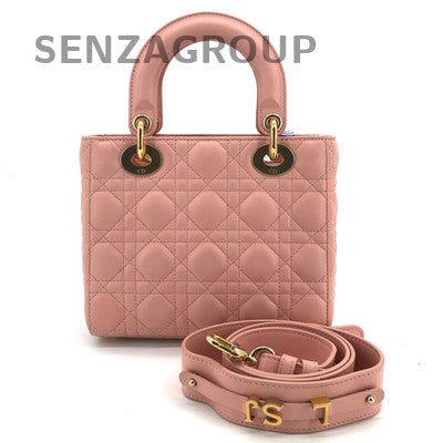 Dior Lady Dior Bag Pink Gold Lambskin Handbag Shoulder Bag Classic