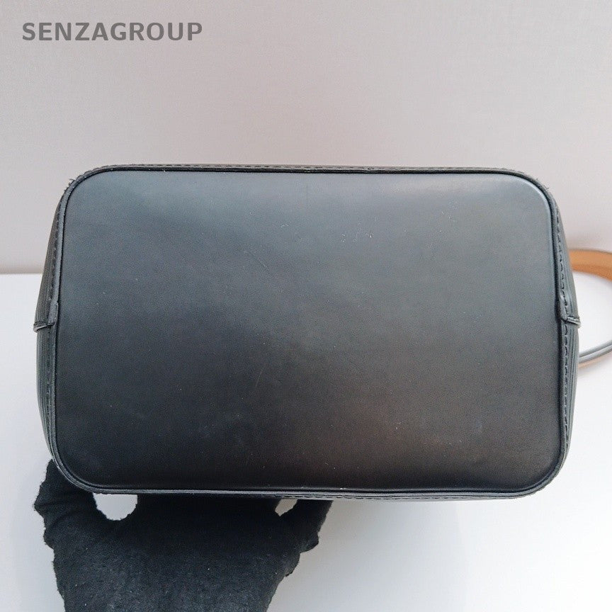 Louis Vuitton Bucket BB Epi Top Handle Bag Crossbody Black Silver Women Classic
