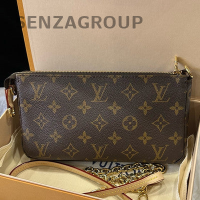 Louis Vuitton Monogram Pochette Accessoires Chain Shoulder Bag Brown