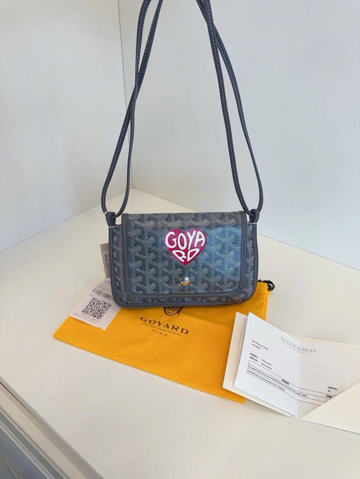 Goyard Gray Canvas Plumet WOC Envelope Crossbody Women