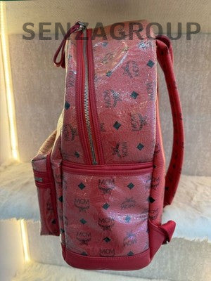 MCM Red Backpack Unisex Classic Fashion