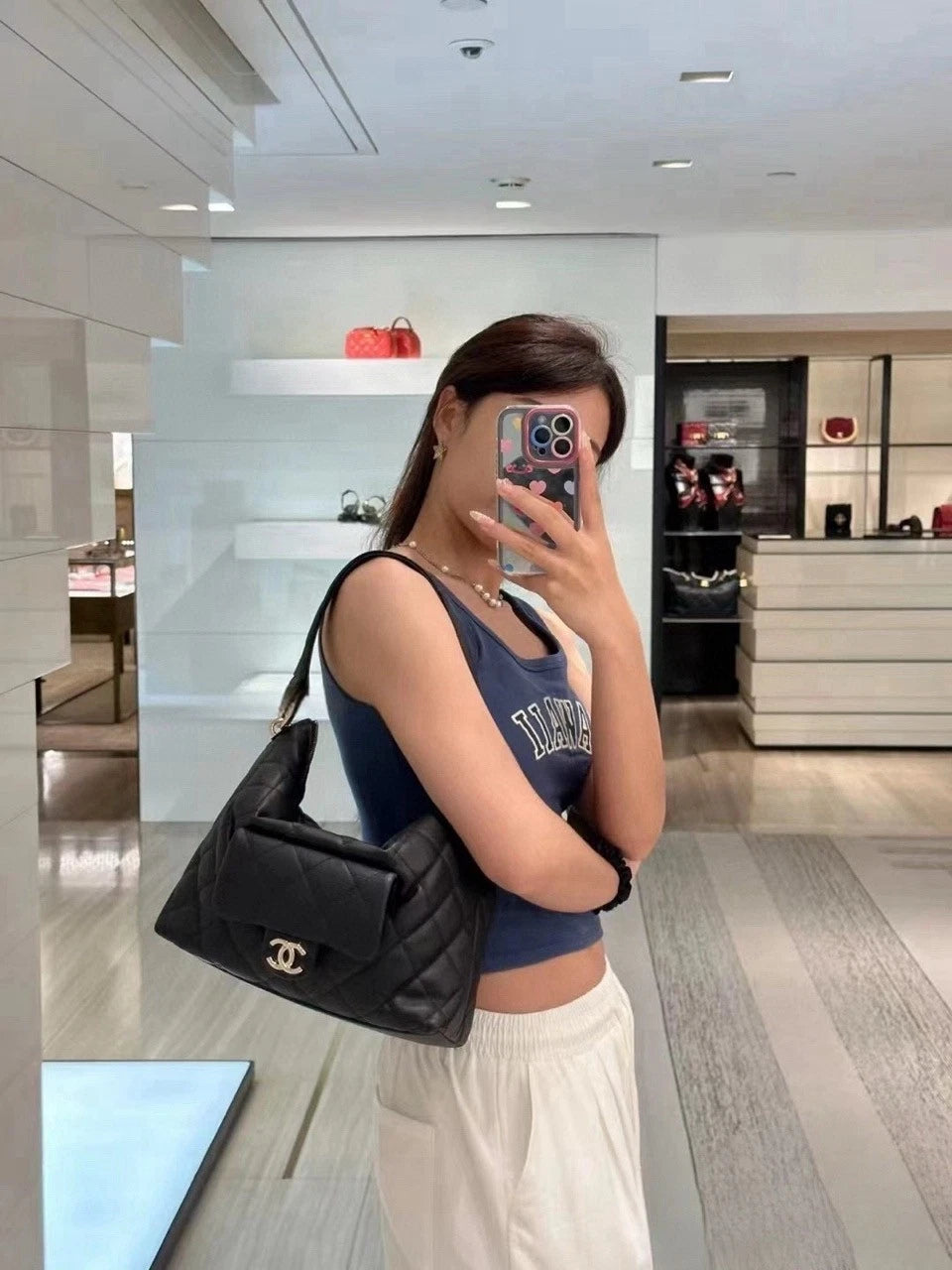CHANEL Medium Calfskin Hobo Shoulder Handbag For Women