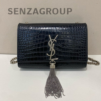Saint Laurent YSL Kate Small Black Silver Chain Fringe Shoulder Bag