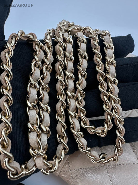 Chanel 31Bag Nano Lambskin Top Handle Shoulder Bag Crossbody Beige Gold Women