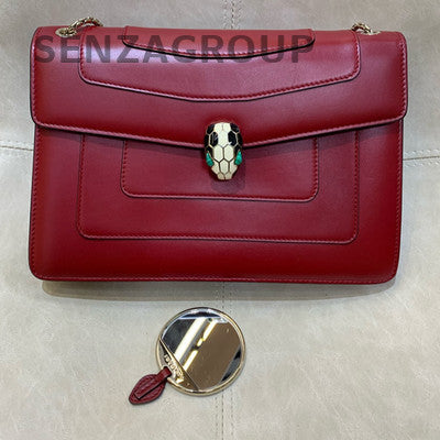 Bvlgari Red Medium Serpenti Forever Bag Gold Chain Shoulder Crossbody