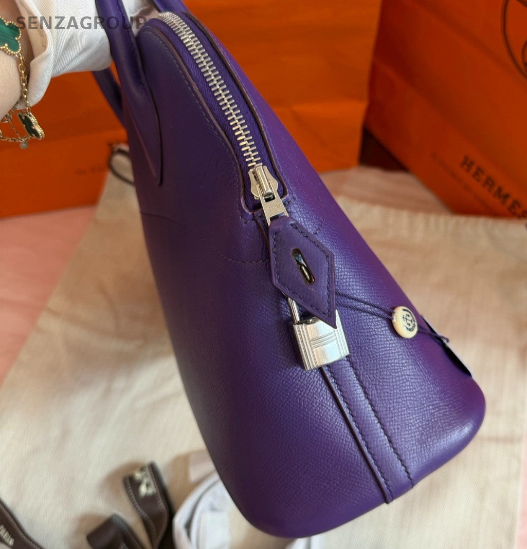 Hermes Bolide31 Top Handle Bag Shoulder Bag Crossbody Purple Silver Women