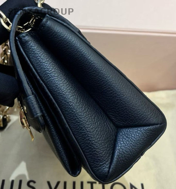 Louis Vuitton Vavin BB Calfskin Chain Shoulder Bag Black Gold Women Classic