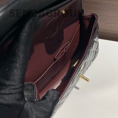 Chanel Black Caviar Small Classic Flap Bag with Gold Hardware
