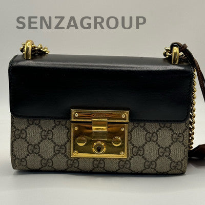 Gucci GG Marmont Padlock Small Shoulder Bag Brown Gold Chain