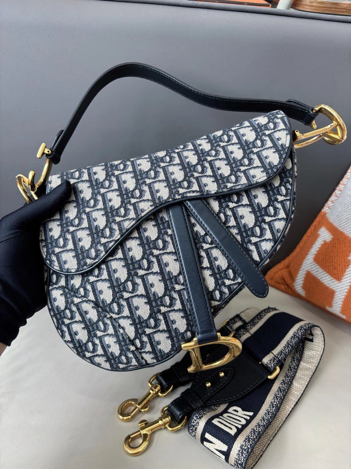 Dior Saddle Blue Shoulder Bag Crossbody Excellent