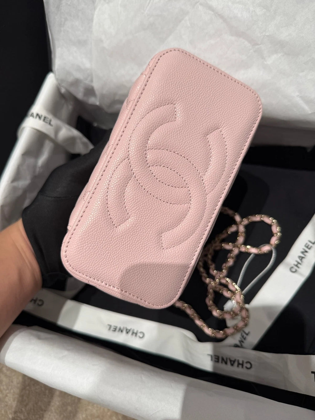 NEW CHANEL Sakura Pink Long Box Crossbody Bag For Women