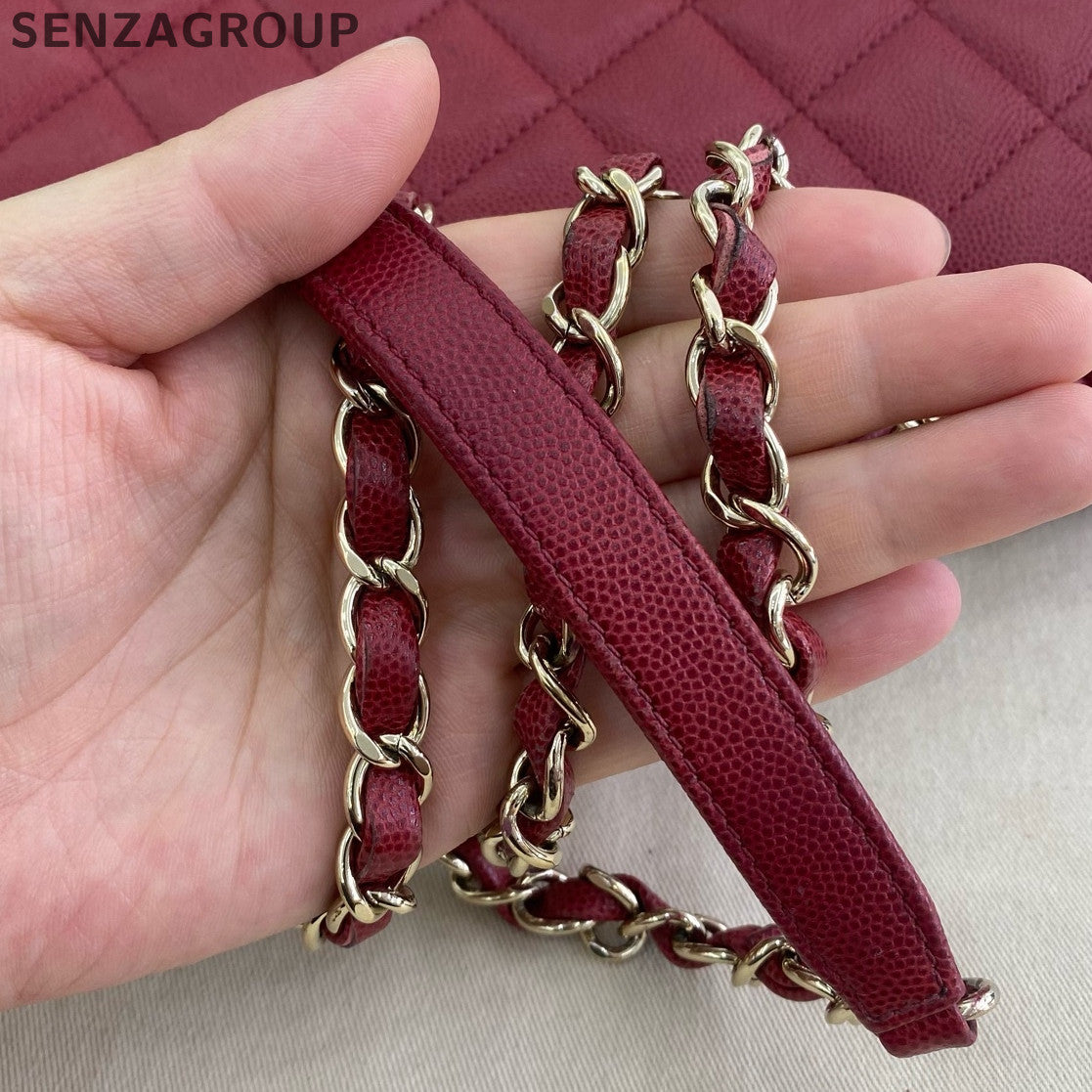 Bolso de hombro Chanel Affinity rojo dorado cadena mensajero clásico para mujer-