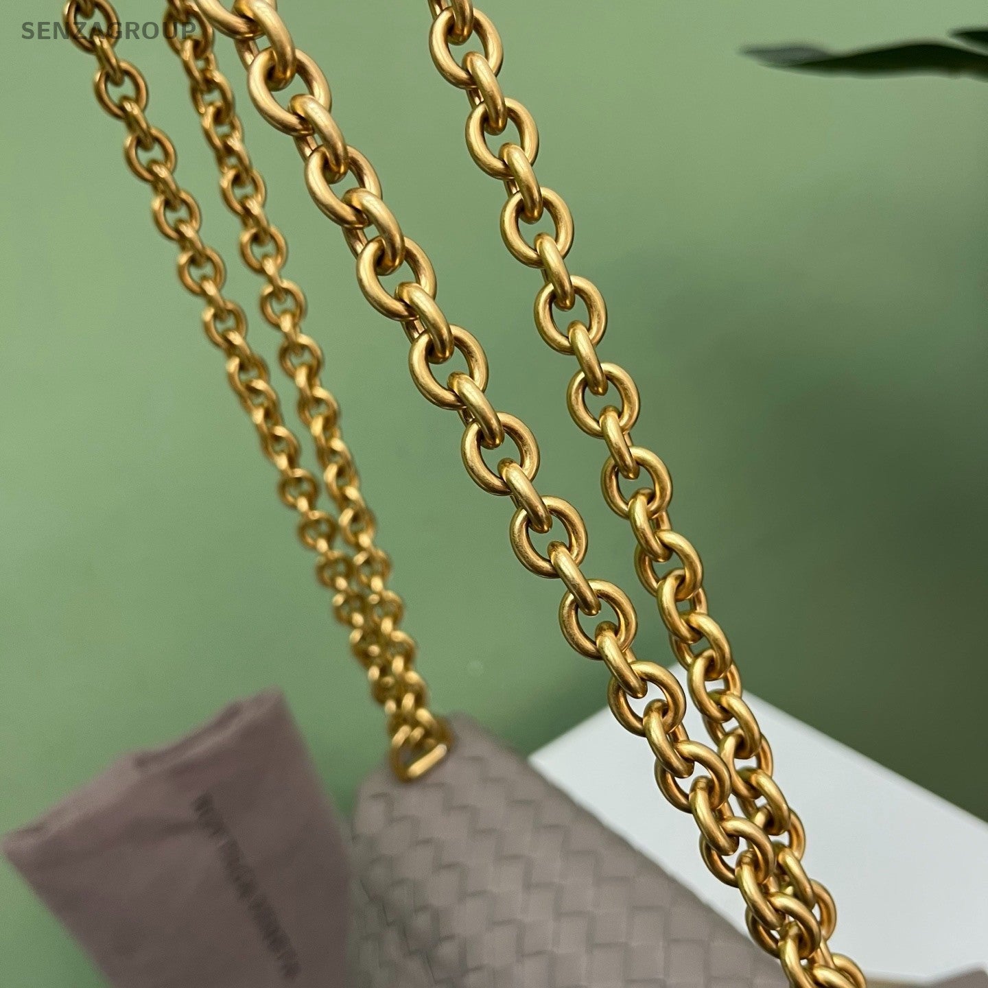 Bottega Veneta Olimpia Piccola Chain Shoulder Bag Gray Gold Women Classic