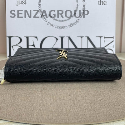 Saint Laurent YSL WOC Chain Envelope Bag Black Gold Women's Fashion