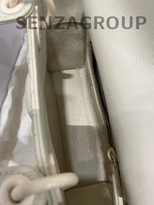 Dior Lady Dior Cannage White Bag with Silver Chain Strap - Women's Fashion